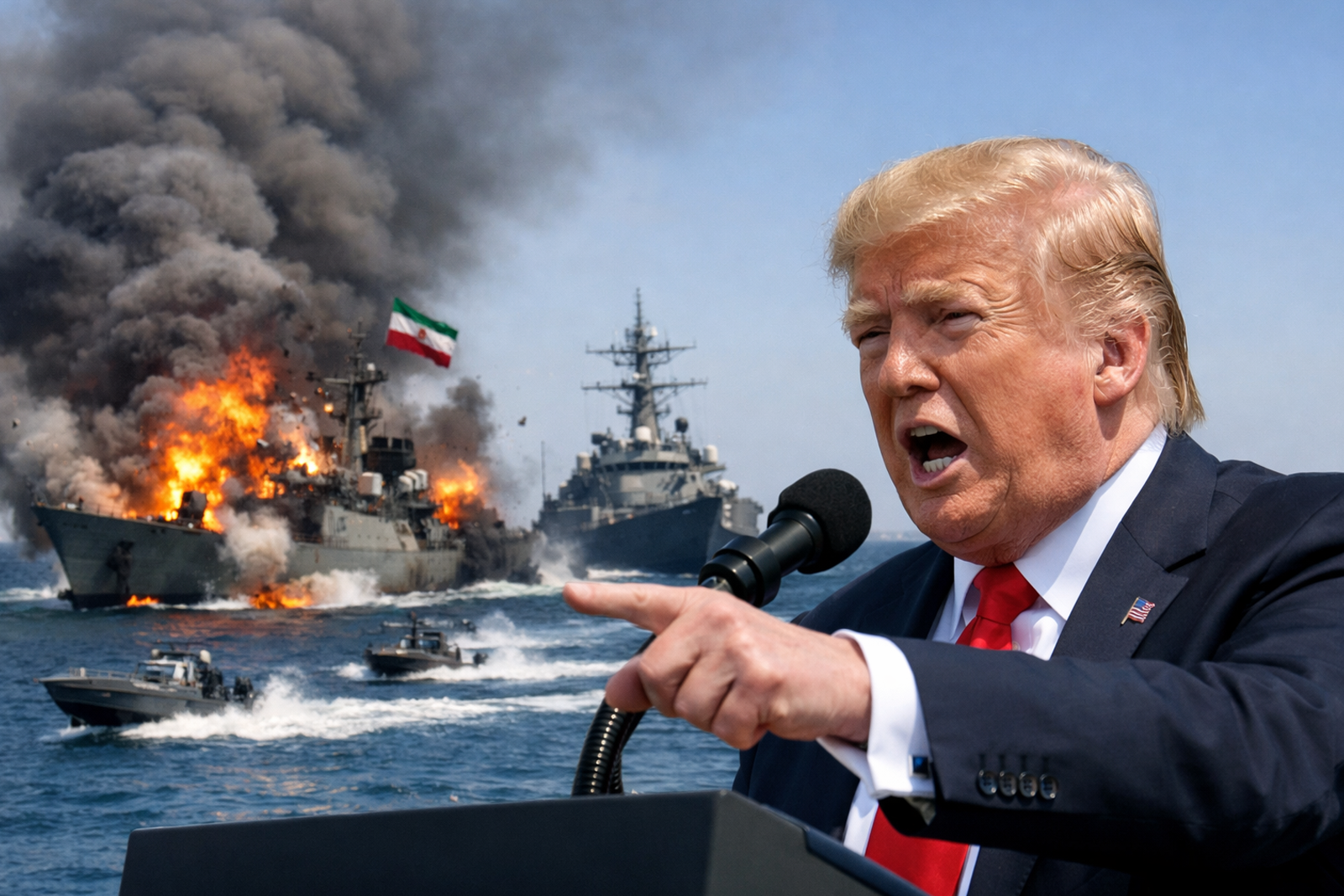 Trump Warns of Total Destruction for Iranian Warships as U.S. Tightens Hormuz Blockade